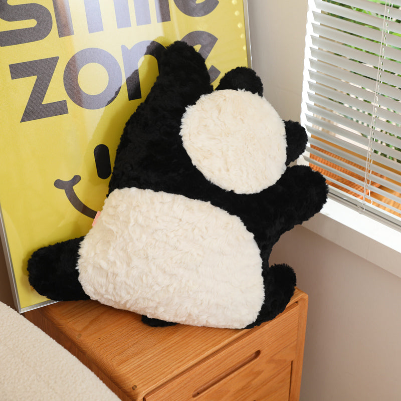ELAINREN Soft Panda Plush Hugging Pillow Cute Black Panda Stuffed Animal Plushies Toy 45x50cm