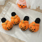 ELAINREN Halloween Pumpkin Slippers for Women Men Spooky Slides Soft Plush Fuzzy Slippers Indoor Outdoor Shoes