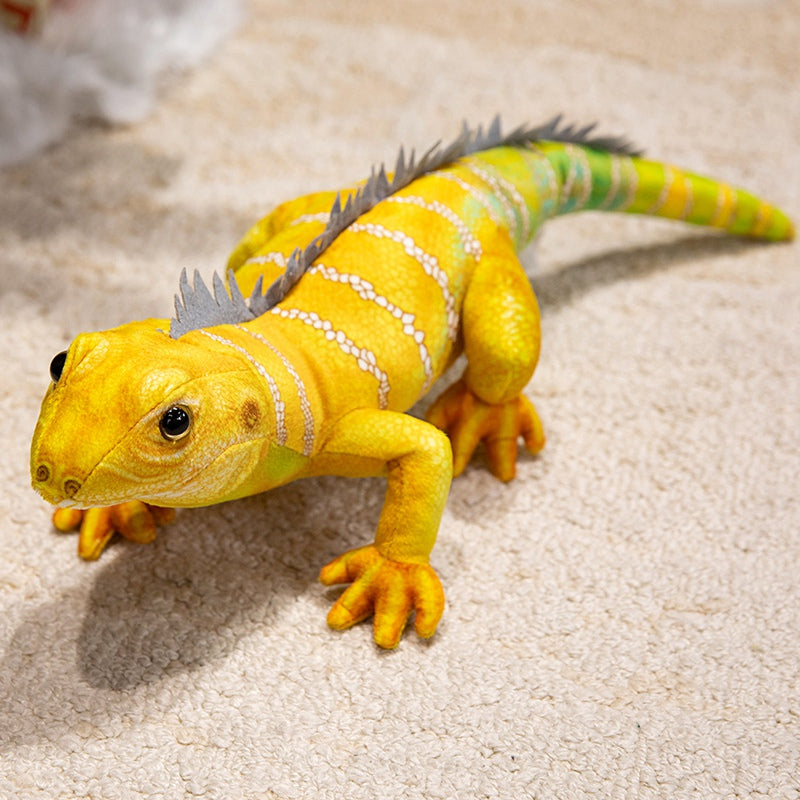 ELAINREN Realistic Green Lizard Stuffed Animal Toys, Chameleon Dolls, Reptile Soft Toys Maned Lizards