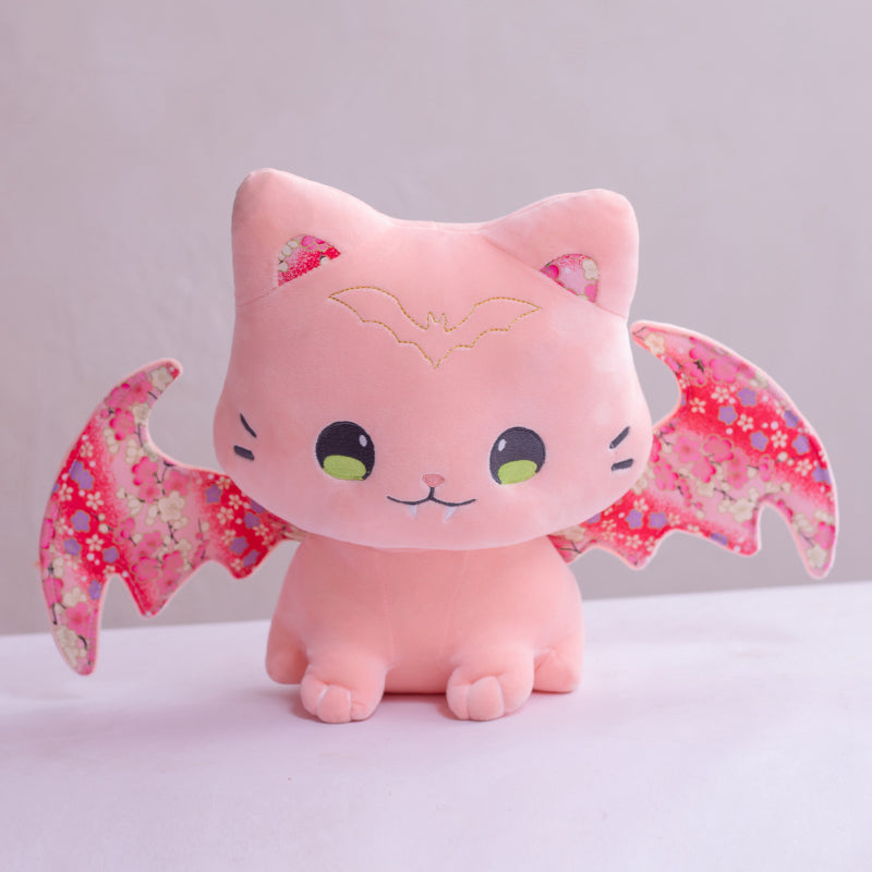 ELAINREN Cuddly Purple Bat Kitten Stuffed Pink Bat Cat Toy/11.8''
