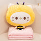 ELAINREN Kawaii Cat Plush Pillow with Blanket