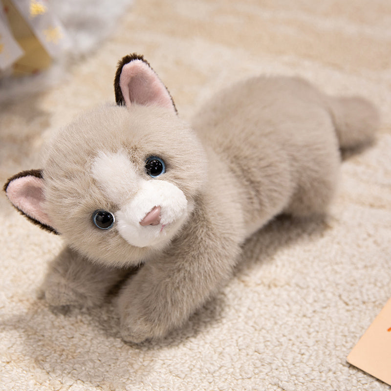 ELAINREN Realistic Furry Kitten Plush Pink Cat Stuffed Animals Toy Gifts