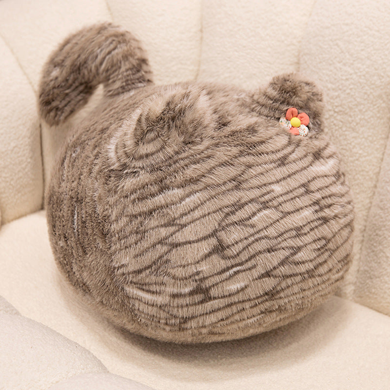 ELAINREN Chubby Round Tabby Cat Plush Toy Pillow