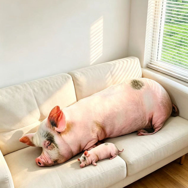 ELAINREN Ultra Realistic Pig Plush Pillow, Cute Pig Decorative Throw Pillow-100cm