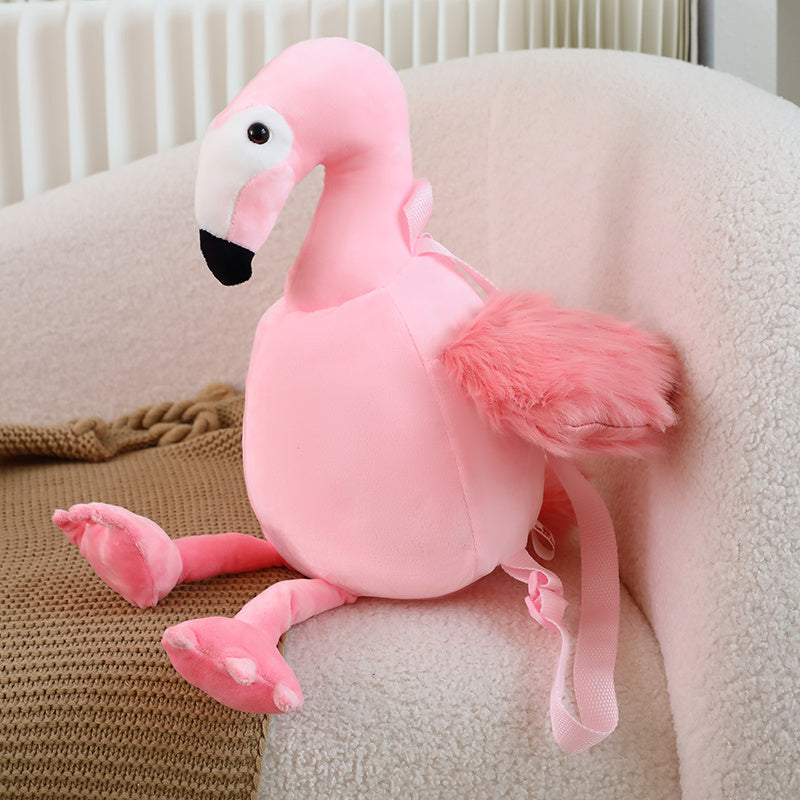 ELAINREN Pink Flamingo Plush Bag Cute Stuffed Flamingo Shape Backpack for Kids Adults