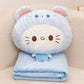 ELAINREN Kawaii Cat Plush Pillow with Blanket
