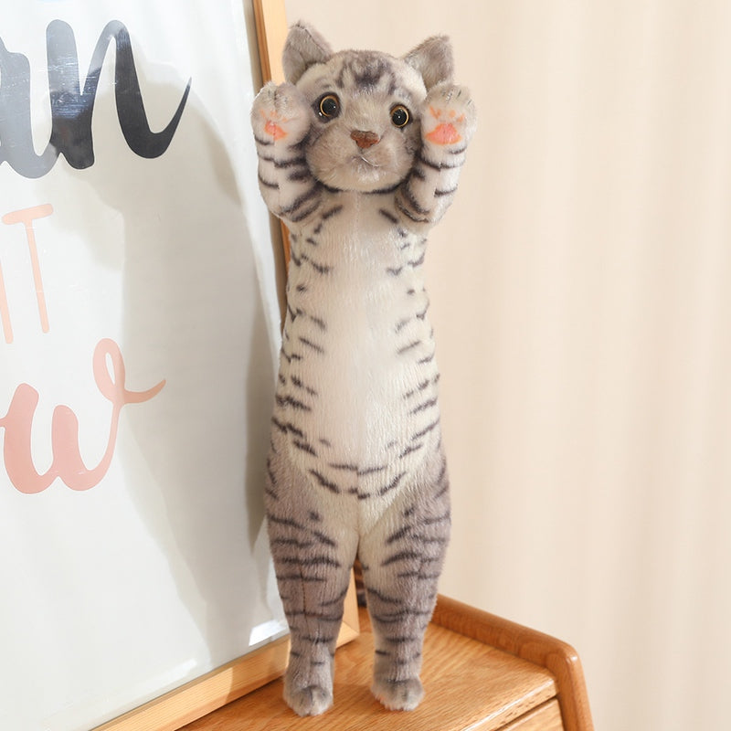 ELAINREN Realistic Brown Tabby Cat Plush Toy