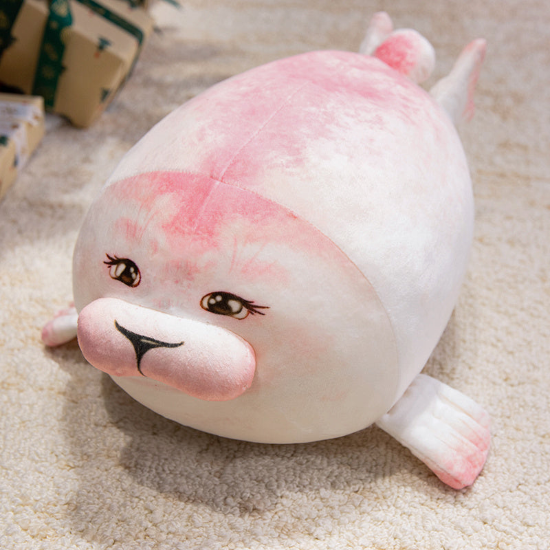 ELAINREN Chubby Blob Seal Pillow Soft Pink Seal Stuffed Ocean Toy Gifts/15.7''