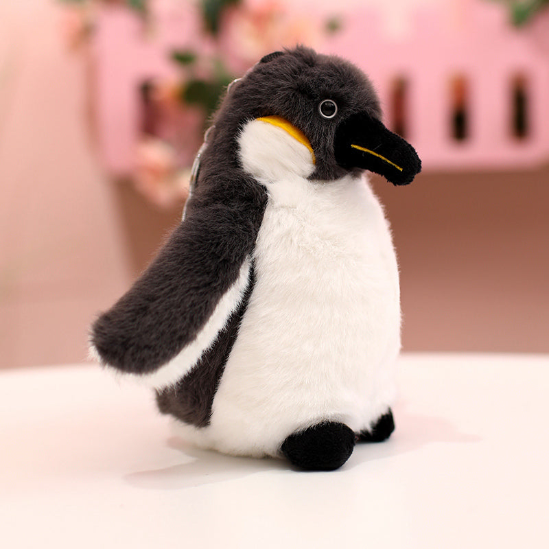 ELAINREN Furry Penguin Stuffed Animals Realistic Penguin Plush Toys Birthday Gifts for Kids/25cm