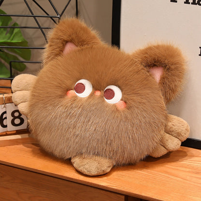 ELAINREN Round Cat Stuffed Kitten Plush Furry Pillow Decor Gifts/45cm