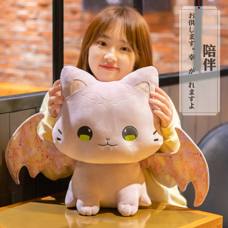 ELAINREN Cuddly Purple Bat Kitten Stuffed Pink Bat Cat Toy/11.8''