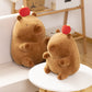 ELAINREN Apple Capybara Plush Pillow Soft Capybara Stuffed Animal with Apple Decor/11.8Inch