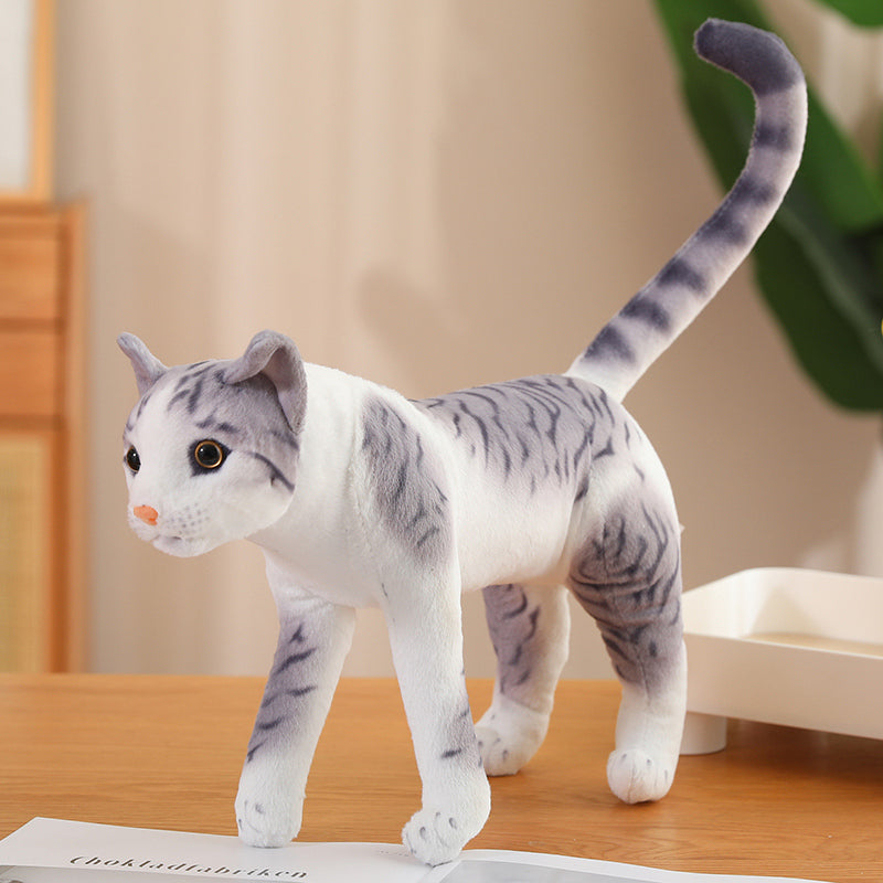 ELAINREN Realistic Orange Tabby Cat Plush Gray Kitten Toy-13.7Inch