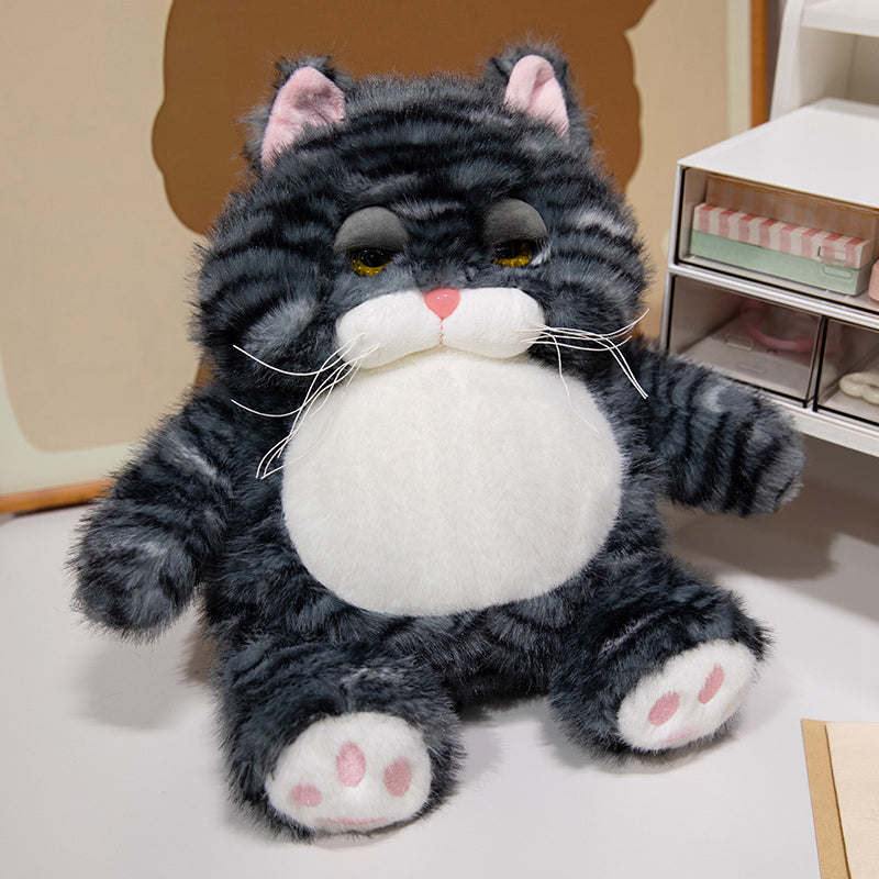 ELAINREN Fat Tabby Kitten Stuffed Animals Toy Chubby Orange Cat Plush Toy Pillow Decor Gifts/28cm
