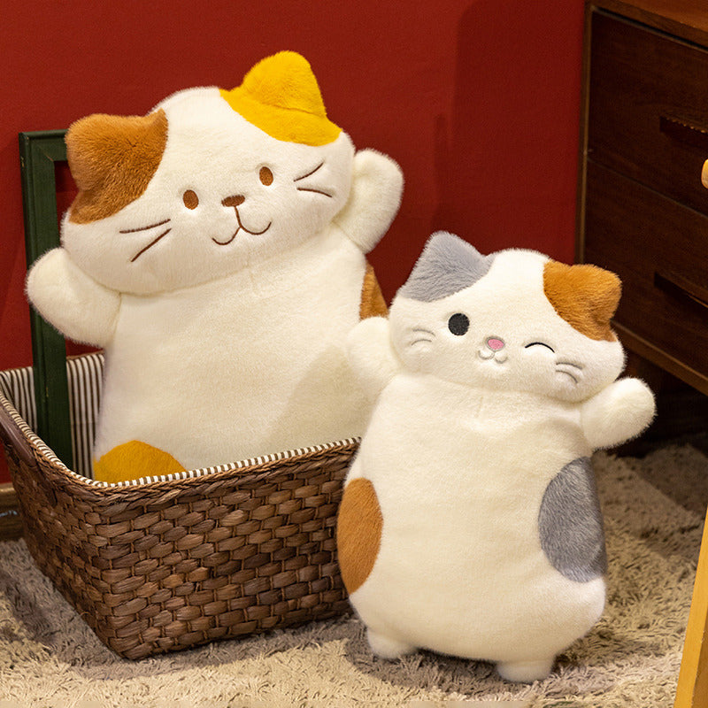 ELAINREN Ultra-Soft Calico Kitten Plush Flat Pillow Decor GIfts