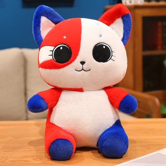 ELAINREN Flag Cat Stuffed Animal Toy Cute Kitten Plush Doll Gifts/35cm