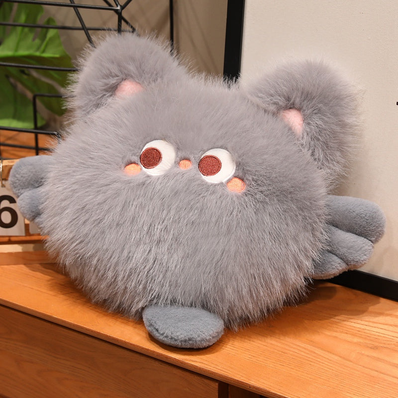 ELAINREN Round Cat Stuffed Kitten Plush Furry Pillow Decor Gifts/45cm