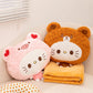 ELAINREN Kawaii Cat Plush Pillow with Blanket