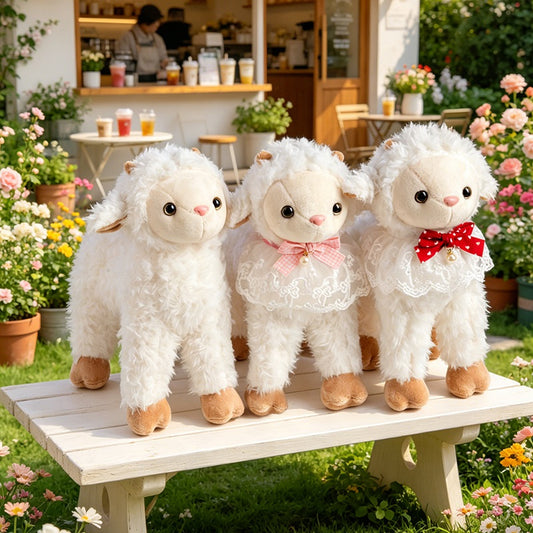ELAINREN Cream White Sheep Plush Lamb Stuffed Toy Gifts