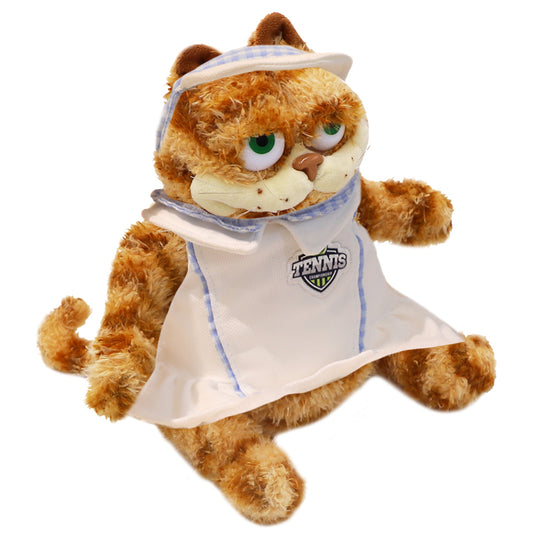 ELAINREN Cute Garfield with Tennis Outfit Kawaii Tennis Orange Cat Plush Toy/30cm