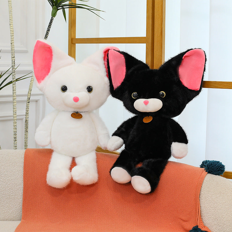 ELAINREN Cuddly Black Kitten Stuffed White Cat Plush Animals Toy/45cm