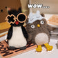 ELAINREN Crazy Owl and Black Penguin Plush Toy Cute Furry Owl Stuffed Animals Silly Penguin Plushie Halloween Gifts/9.8''