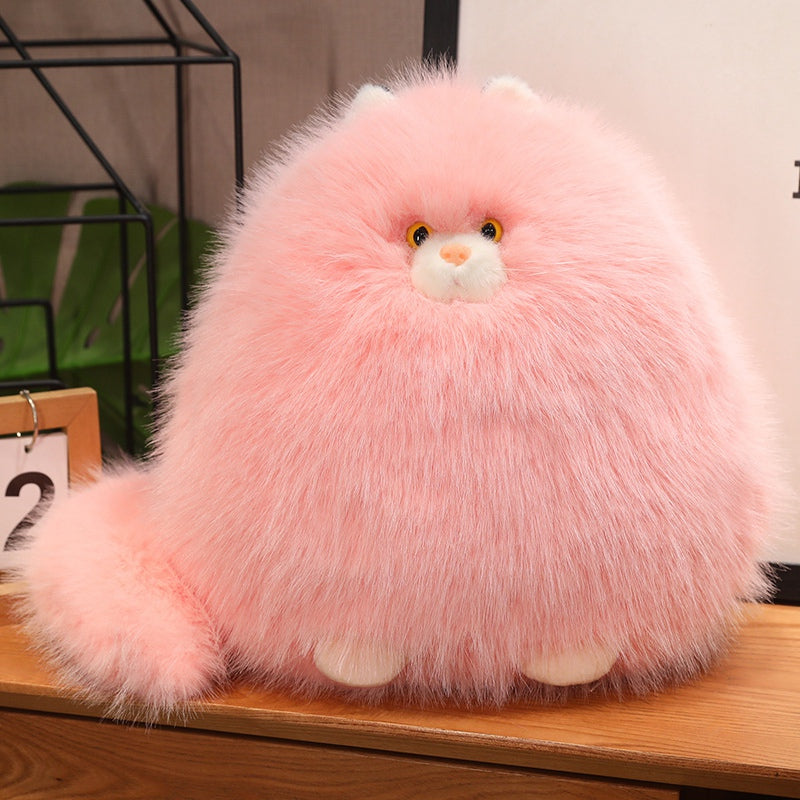 ELAINREN Furry and Chubby Cat Plush Pillow Super Soft Fat Kitten Stuffed Toy Pillow/11.8''