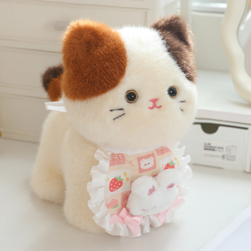 ELAINREN Mini Calico Kitten Stuffed Cat Plush Toy Gifts/30cm