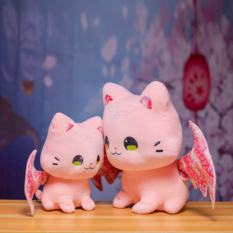 ELAINREN Cuddly Purple Bat Kitten Stuffed Pink Bat Cat Toy/11.8''