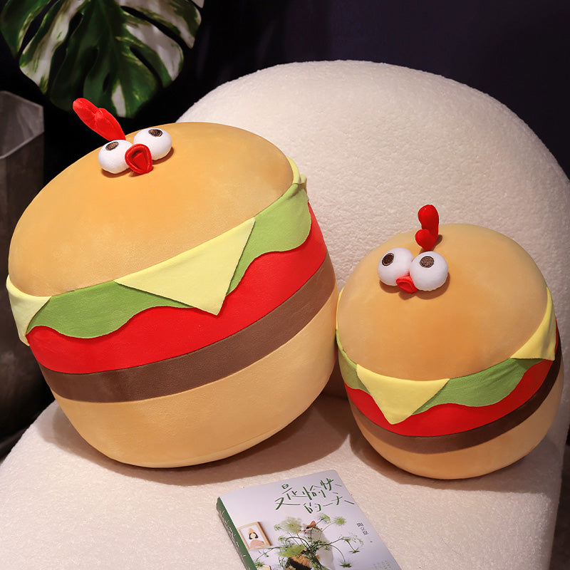ELAINREN Cute Hamburg Chick Plush Pillows Soft Cheeseburger Food Toy Gifts/35cm
