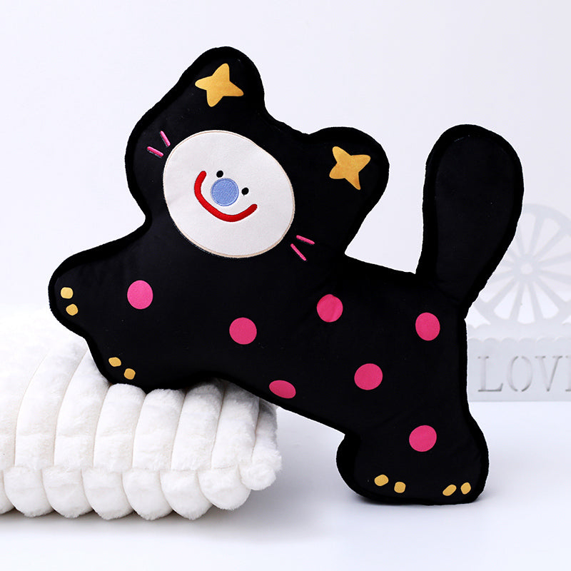 ELAINREN Big Colorful Dot Cat Stuffed Body Pillow Super Soft Black Kitten Cat Plush Gifts/48cm