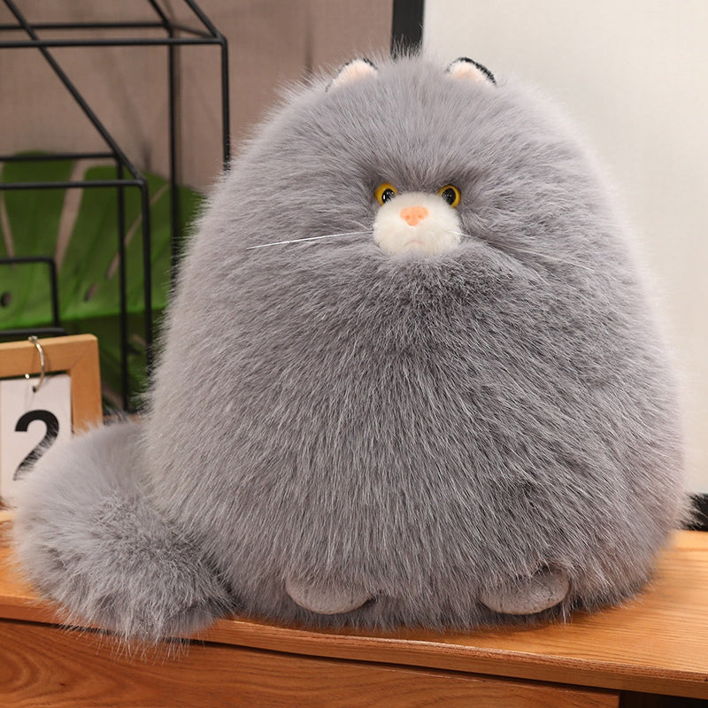 ELAINREN Furry and Chubby Cat Plush Pillow Super Soft Fat Kitten Stuffed Toy Pillow/11.8''