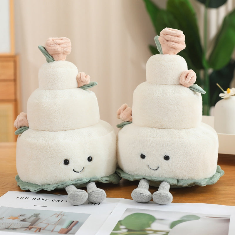 ELAINREN Wedding Cake Plush Cute Cake Pillow Funny Stuffed Food Wedding Cake Toy for Wedding Party/28cm