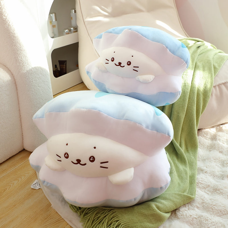 ELAINREN Cute Plush Shell Seal Toy Pillow Stuffed Seal in the Shell Dolls Gifts/40cm