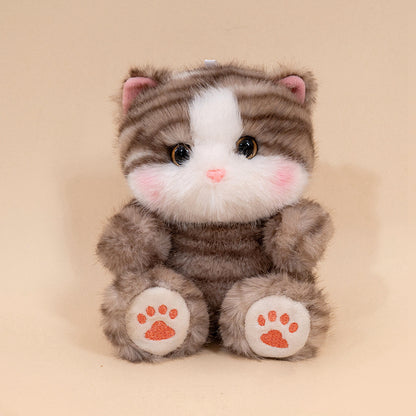 ELAINREN Mini Tabby Cat Stuffed Furry Kitten Toy GIfts/13cm