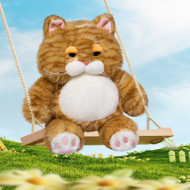 ELAINREN Fat Tabby Kitten Stuffed Animals Toy Chubby Orange Cat Plush Toy Pillow Decor Gifts/28cm
