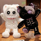 ELAINREN Halloween Skeleton Cat Plush Toy Goth Black Kitten Stuff Doll/15''