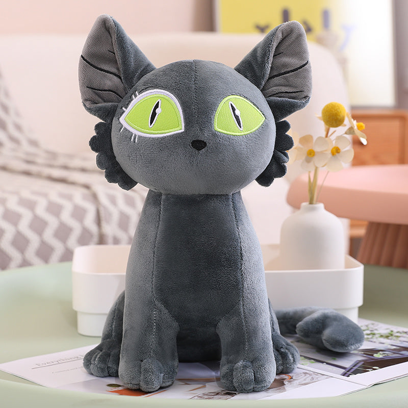 ELAINREN Big Eyes White Cat plush Gray Kitten Stuffed Kitty Toy/32cm