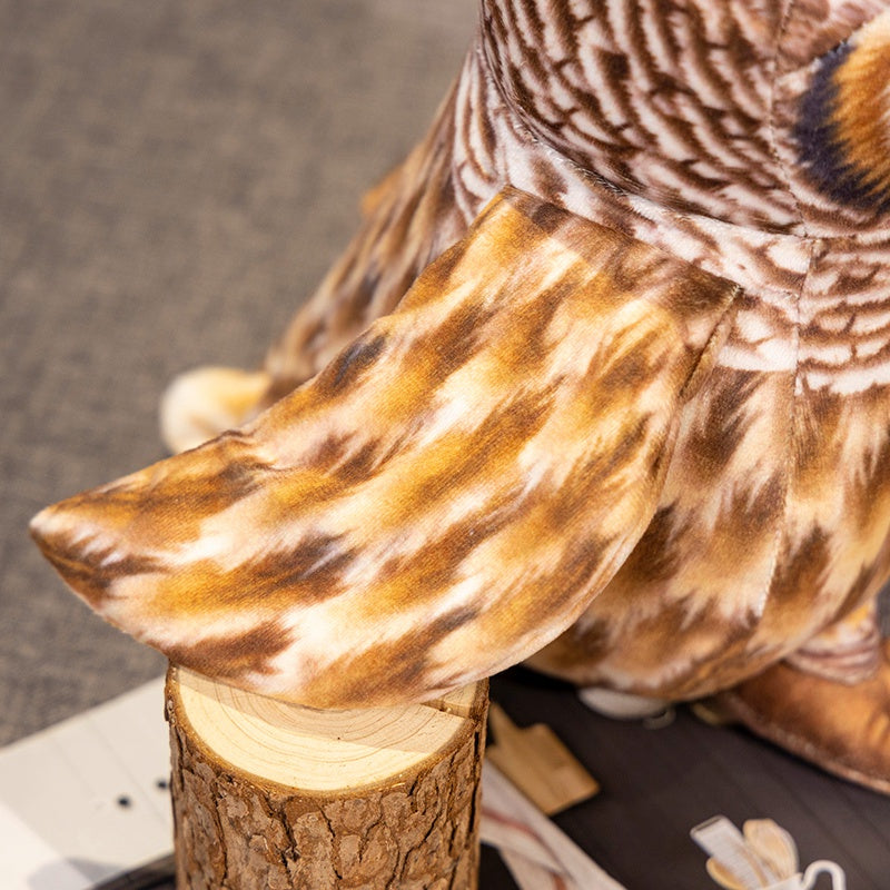 ELAINREN Realistic Brown Owl Stuffed Animals Plush Chubby Gray Owl Toy Gifts/20cm