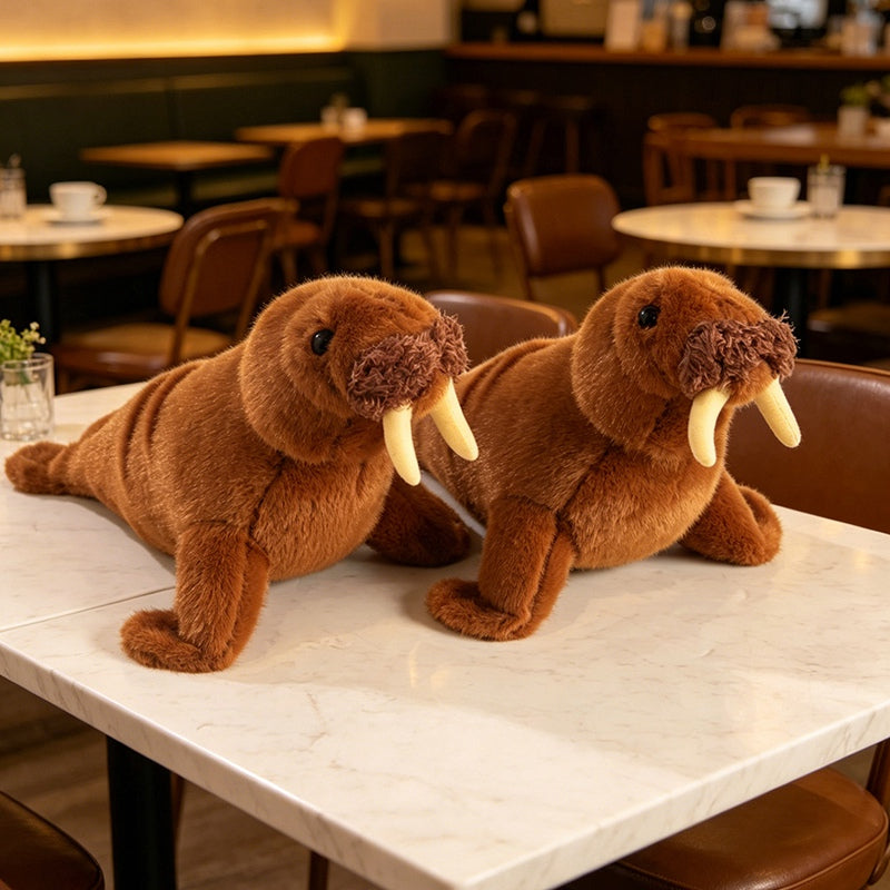 ELAINREN Realistic Walrus Stuffed Animals Toy/38cm
