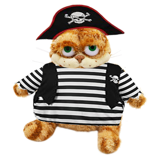 ELAINREN Priate Garfield Stuffed Animals Toy Fat Orange Cat Wear Priate Costume/11.8''