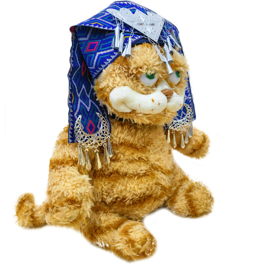 ELAINREN Stuffed Garfield Wearing The Zhuang ethnic group Costume-Plush Fat Orange Kitten from the Zhuang ethnic group in China/11.8''