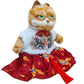 ELAINREN Stuffed Garfield Cat Wearing Chinese Hanfu Costume-Mamianqun Outfit Orange Cat Kitten Plush Toy GIfts/11.8‘’