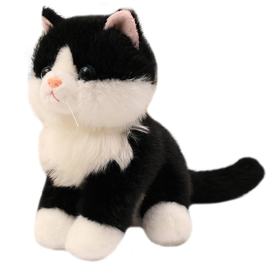 ELAINREN Realistic Black Cat Stuffed Kitten Kitty Toy Gifts/20cm