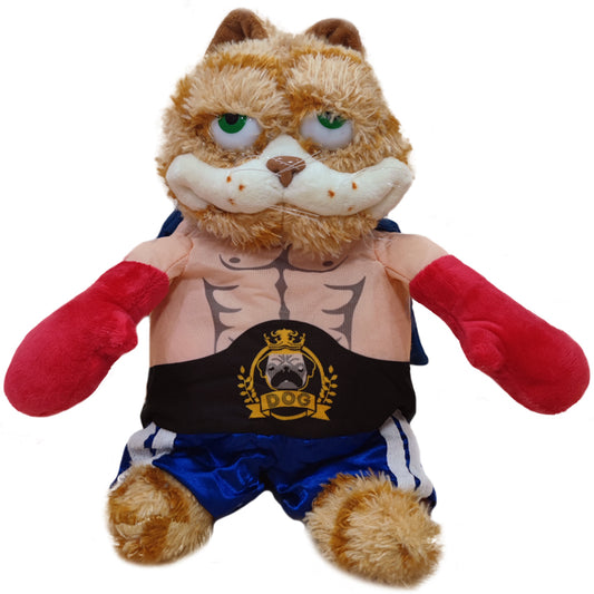 ELAINREN Stuffed Boxing Garfield Cat Toy,Cute Plush Orange Kitten Wearing Boxing Uniform/11.8''