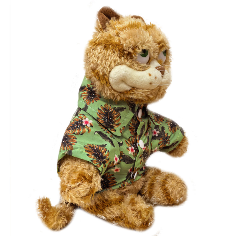 ELAINREN Stuffed Garfield Cat On Holiday Plush Fat Orange Cat Wearing Floral Shirt/11.8‘’