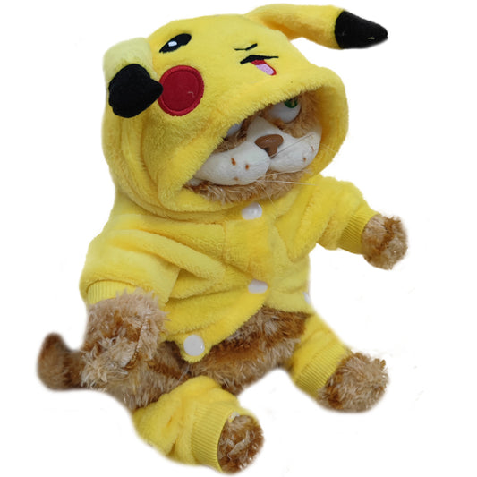 ELAINREN Stuffed PIKAQIU Garfield Cat Toy Cute Orange Cat Wearing PIKAQIU Costume/11.8‘’