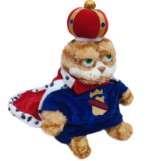 ELAINREN Stuffed Garfield King Cute Orange Kitten Cat Wearing King Costume/11.8‘’