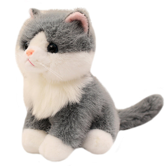ELAINREN Realistic Gray Cat Stuffed Kitten Kitty Toy Gifts/20cm