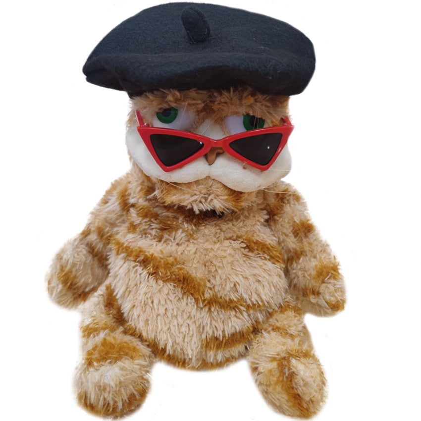 ELAINREN Fashion Stuffed Grafield Wearing French Beret hat and Sunglassesr/11.8''